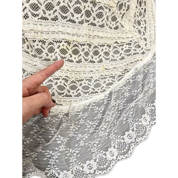 Romantic Ethereal Off White Lace Mesh Overlay Dress Cottagecore Fairycore Sz S - Picture 11 of 11
